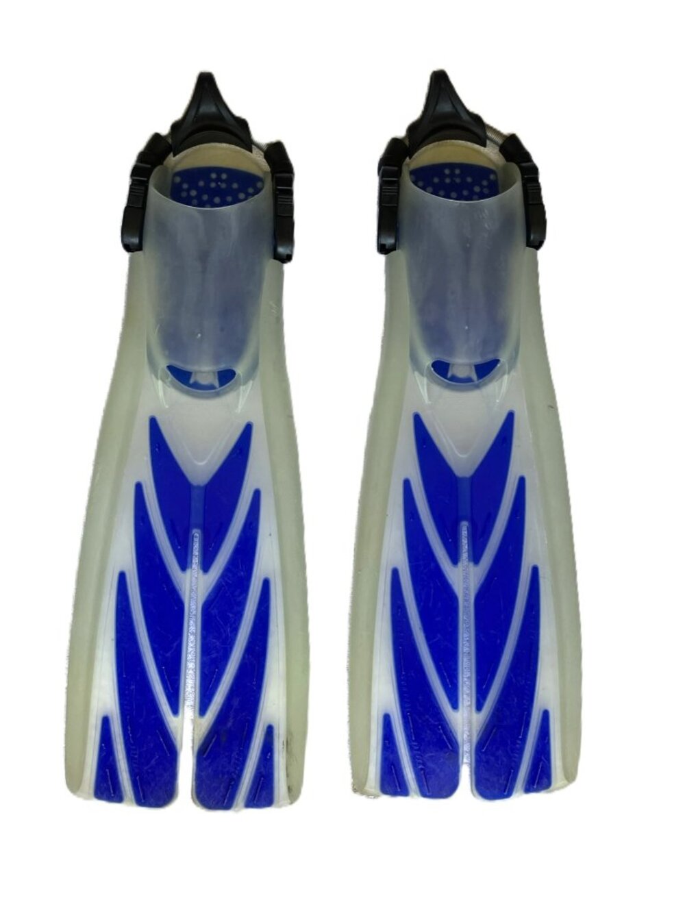 Atomic Aquatics Split Fin Scuba Diving Fins Open Heel Spring Straps Small Blue
